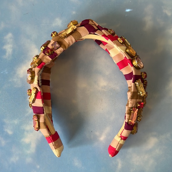 Autumn Adeigbo Pink Multi Beaded Headband with Crystals - Picture 3 of 9